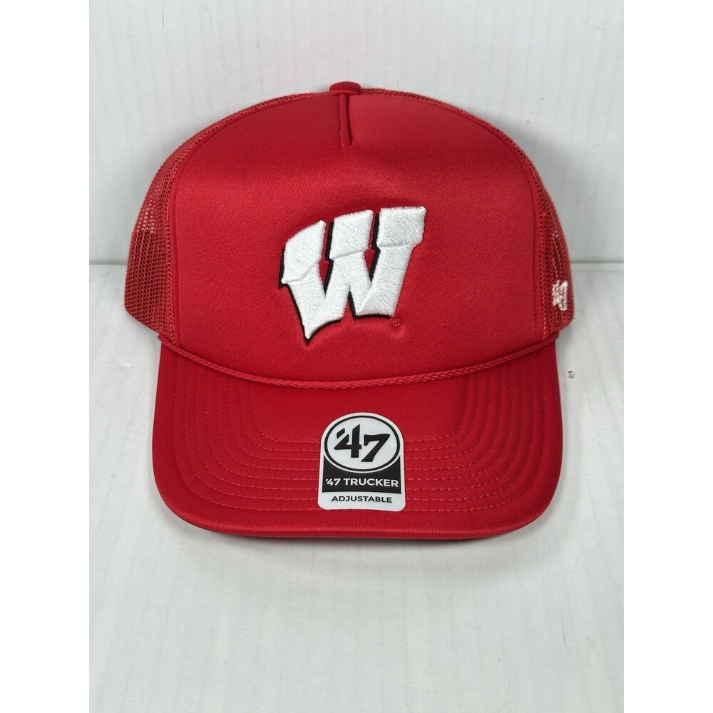 47 Brand Wisconsin Badgers NCAA Foam Snapback Adjustable Red Trucker Hat Cap NEW